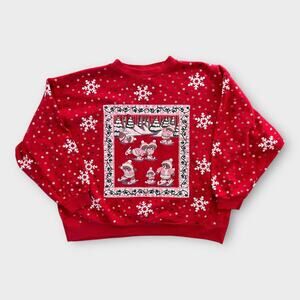 Vintage 90s Spumoni by Franko Christmas Skating Bears Sweatshirt Women's Medium